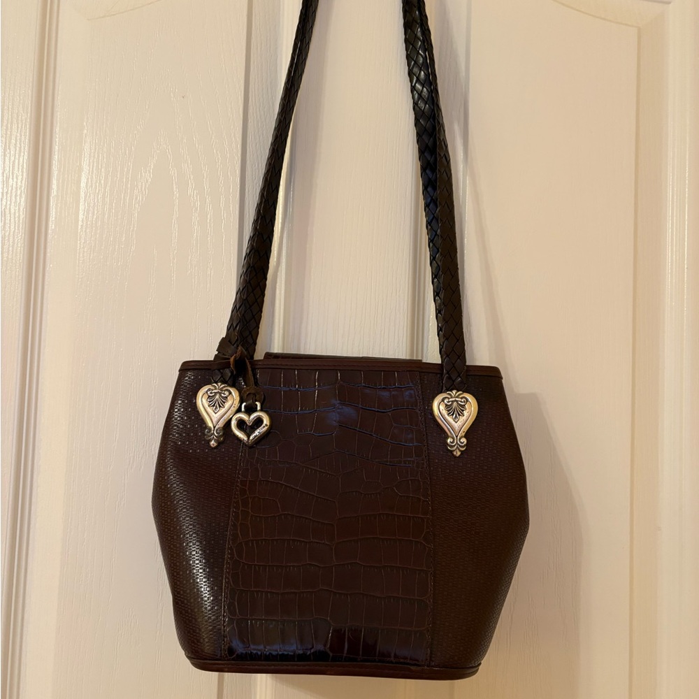 Brighton Dark Brown Croc-Embossed Shoulder Bag